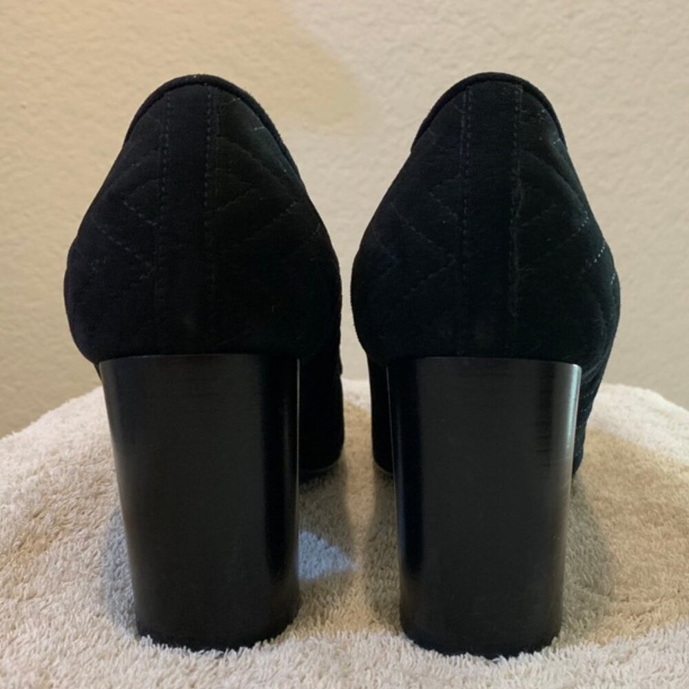 Aquatalia Marvin K Vero Cuoio Stitched Black Suede Round Toe 3" Pumps Size 6.5 - Picture 2 of 5